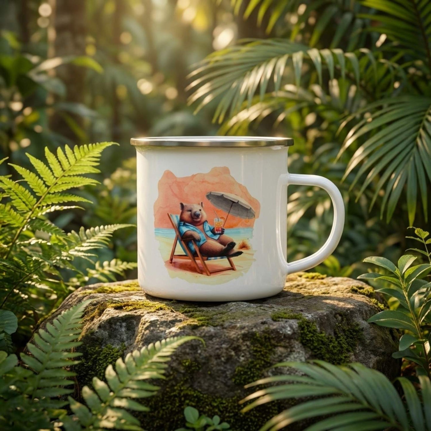 Relaxing Wombat Enamel Mug