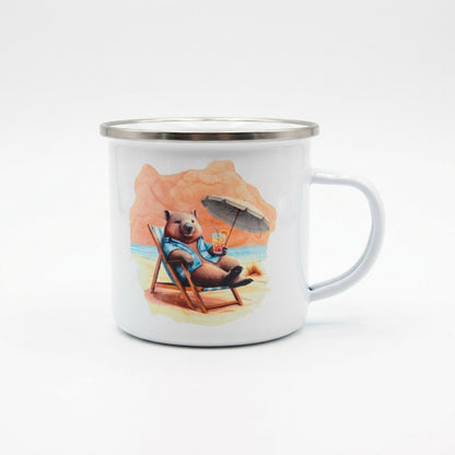 Relaxing Wombat Enamel Mug