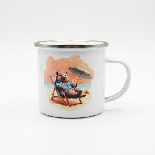 Relaxing Wombat Enamel Mug